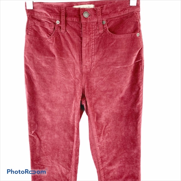 NWT Madewell Velvet Burgundy High Rise Skinny Jeans Pants 23 - Picture 4 of 8